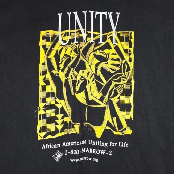 Vintage Unity African American T Shirt Mens Size XL Black 90s Y2K Marrow Donor - Picture 2 of 7